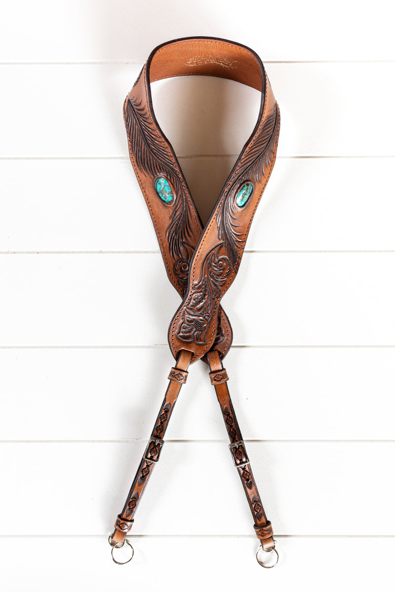 Western Floral Camera Strap with Turquoise