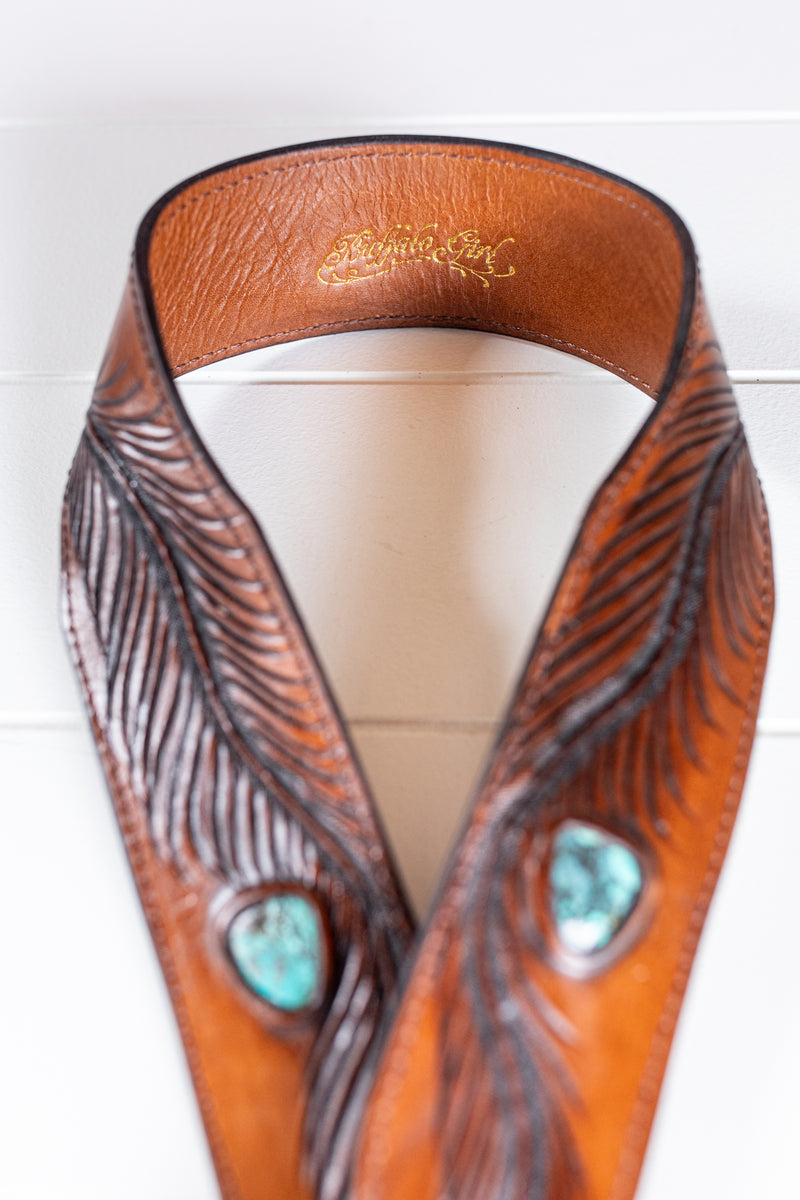 Eagle Feather Camera Strap with Turquoise