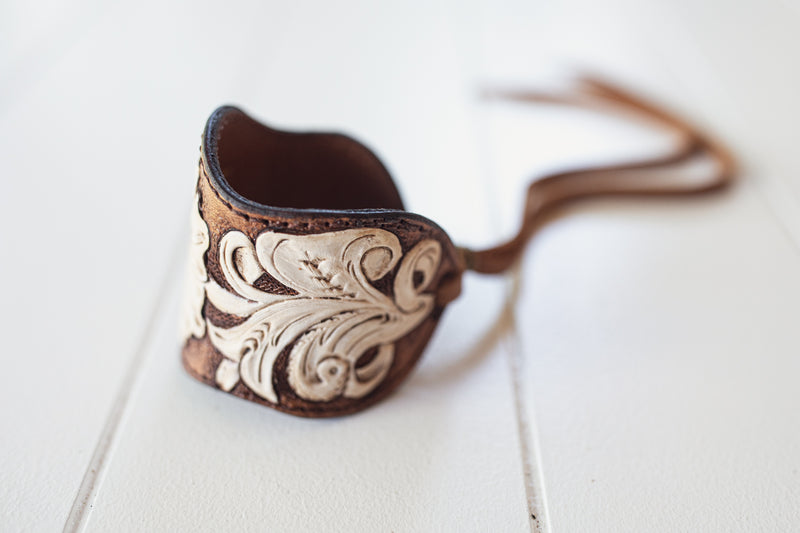 Hand Painted Western Floral Cuff