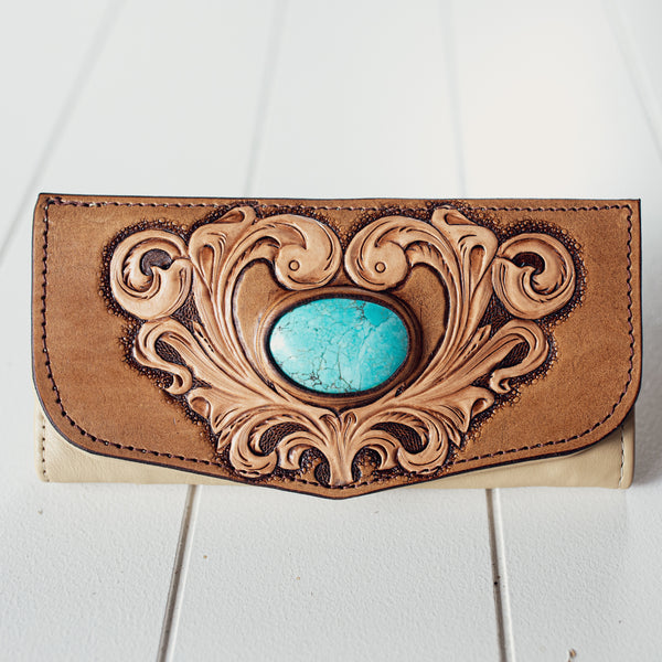 Western Swirls Wallet with Turquoise