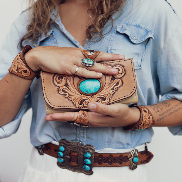 Western Swirls Wallet with Turquoise