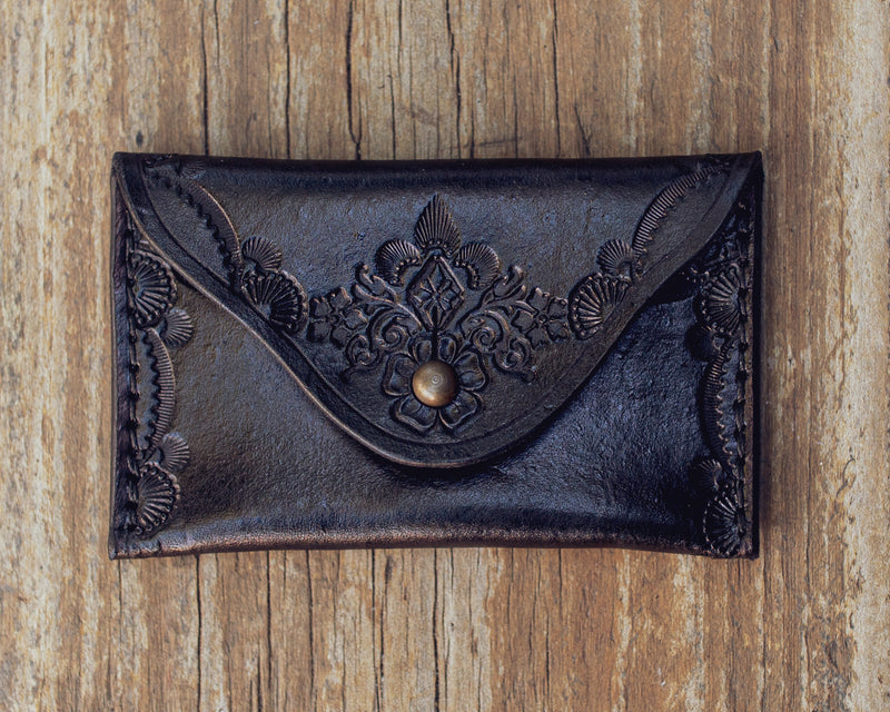 black_hand_tooled_leather_card_wallet